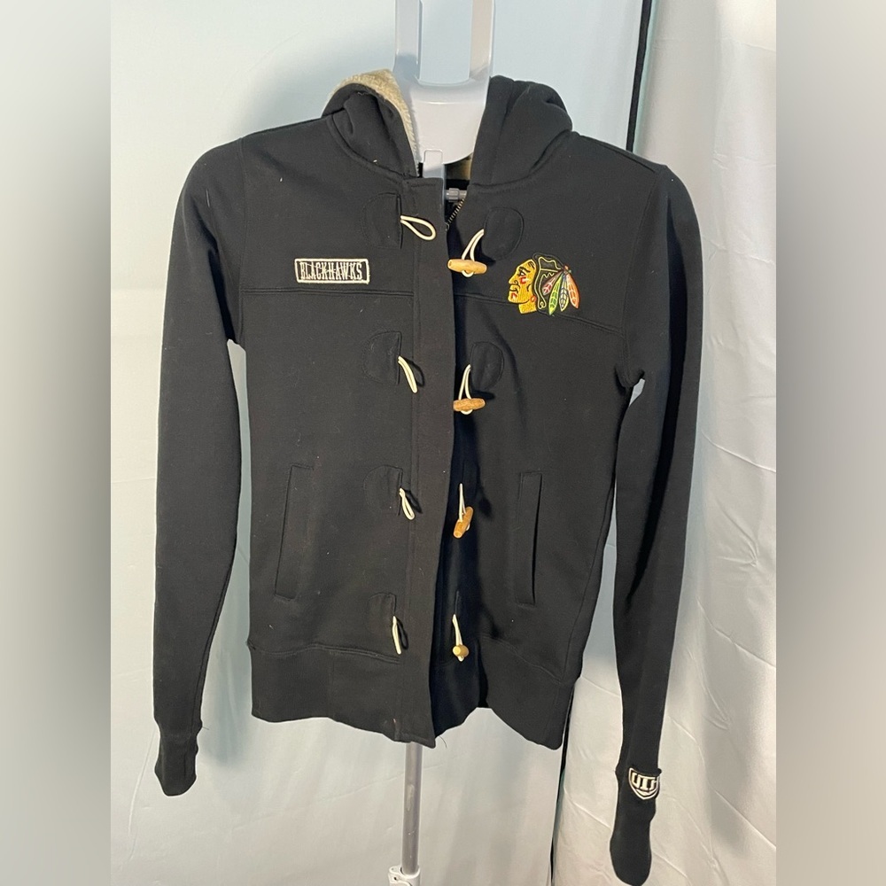 Chicago Blackhawks Old Time‎ Hockey Full Zip Sweatshirt Jacket Women's M Black